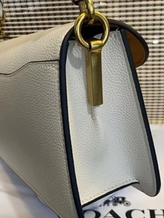 Coach Ivory Leather Shoulder Bag with Gold Accents - Picture 6 of 6